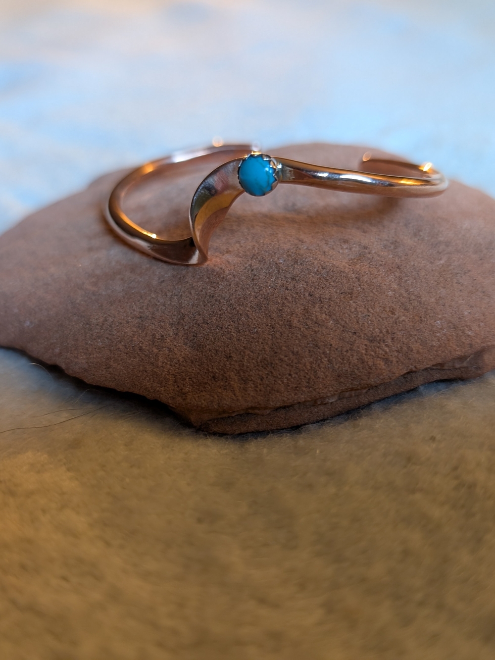 Gorgeous Copper Cuff Bracrlet With Turquoise by Skeets
